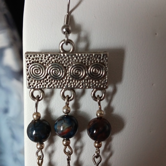 Boho Style Pietersite Drop Artisan Earrings NWOT - Picture 4 of 4